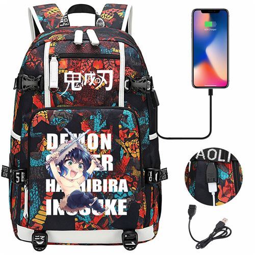Sac à dos college Demon Slayer Inosuke Hashibira avec port de chargement 47*15*30cm #DMS012