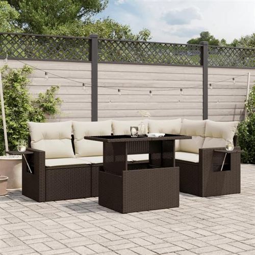Non Communiqué Marron Salon De Jardin Modulable Vidaxl Resine Tressee 6 Pieces 62.0 X 62 X 69 Cm