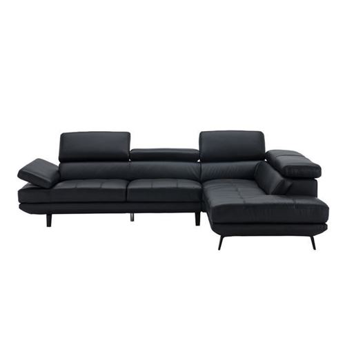 Canape dangle droit fixe - Cuir et simili noir - L 300 x P 231 x H 73 cm - STORM