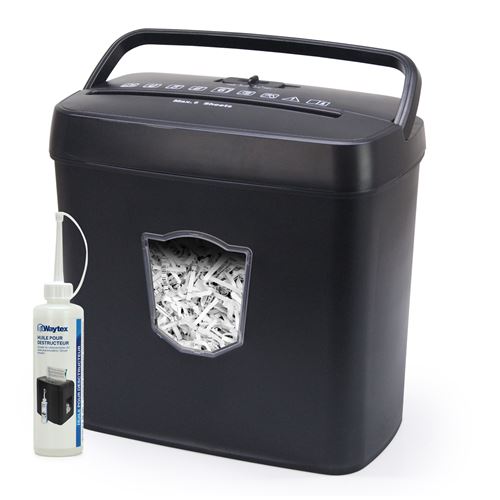 Destructeur de documents coupe croisée haute sécurité 6 Feuilles bac 12,5L avec huile lubrifiante