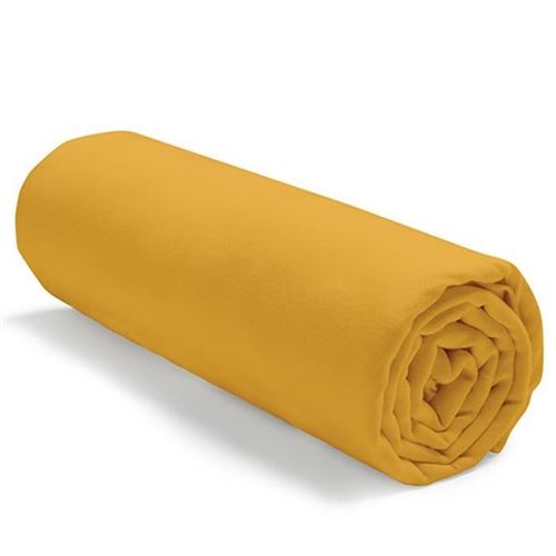 TODAY Drap housse jersey 100% coton - 160x200 cm - Jaune safran