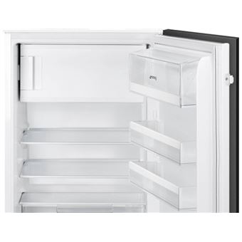 Refrigerateur integrable 1 porte, 124 L dont refrigerateur 110 L et congelateur **** 14 L, froid statique, bac a legumes, eclairage LED, niche 88 cm, classe F