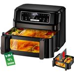 Friteuse à air chaud XXL 12L une ou double chambres réglables, écran tactile 8 programmes