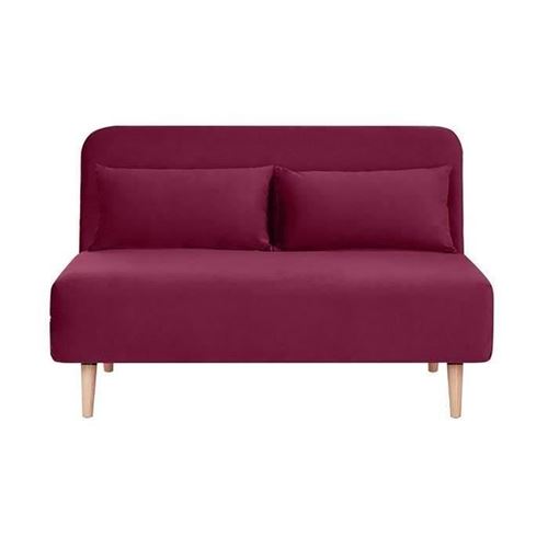 Banquette BZ 2 places - Style scandinave - Velours vert - L 130 x P 90 x 81 cm - DEPLO