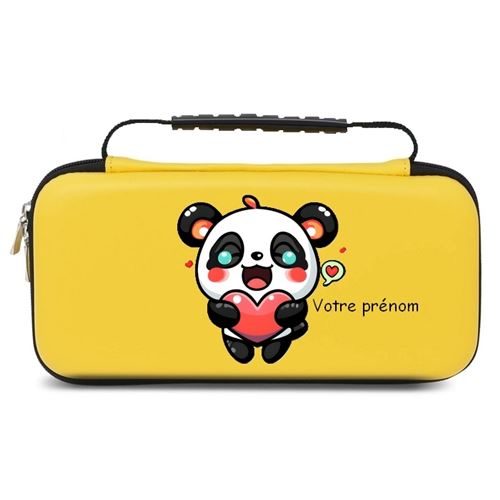 Etui pochette jaune Taperso pour Nintendo Switch Lite avec motif panda et rire LOL personnalisable