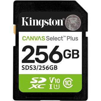 Kingston Cartes mémoire SD Canvas Select Plus 256Go SDXC Gen3 150MB/s C10 UHS-I U1 V10-SDS3/256GB - 1