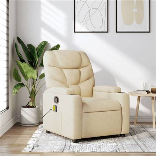 Vidaxl Fauteuil De Massage, Relaxation Tissu Crème - Image 2