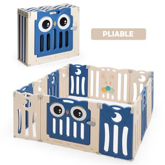 Parc Bebe Giantex Navy En Plastique 14 Elements Pliable Motif D Hibou En Hdpe Sans Bpa Porte Avec Verrou De Securite Jouets Educatifs Parcs Achat Prix Fnac