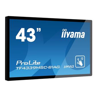 iiyama ProLite TF4339MSC-B1AG - Classe de diagonale 43" (42.5" visualisable) écran LCD rétro-éclairé par LED - signalétique numérique interactive - avec écran tactile (multi-touches) - 1080p 1920 x 1080 - noir mat