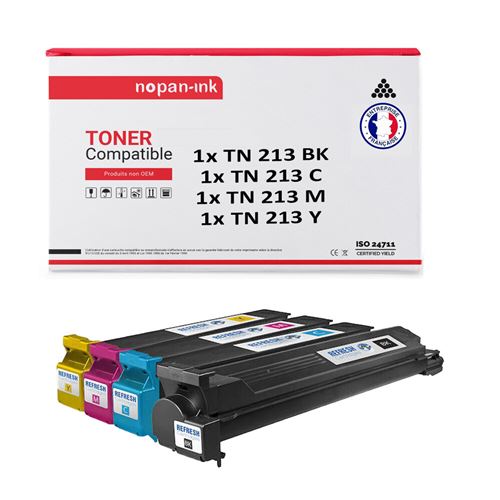 TONER TN 213 TN 213 Noir + Cyan + Magenta + Jaune x 4 Compatible pour KONICA MINOLTA-NOPAN-INK Bizhub C200, C203 Bizhub C253, C353, C353P NEC Vivid Office 2020 PITNEY BOWES CM 2522 INEO 353, 353P, 355, Plus 353, 353P, 355