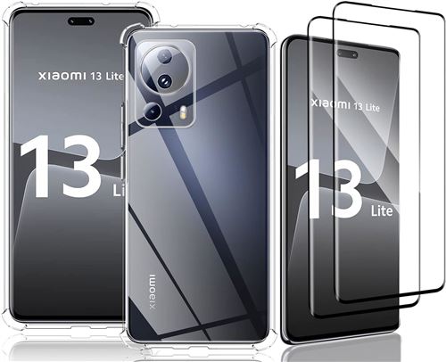 Coque Silicone Transparente Angles Renforces + 2 Verres Trempes Pour Xiaomi 13 Lite Little Boutik©