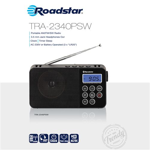 Radio fm portable analogique, sur secteur - à piles, petite petit et léger,  roadstar, tra-2235bl, , bleu - Conforama
