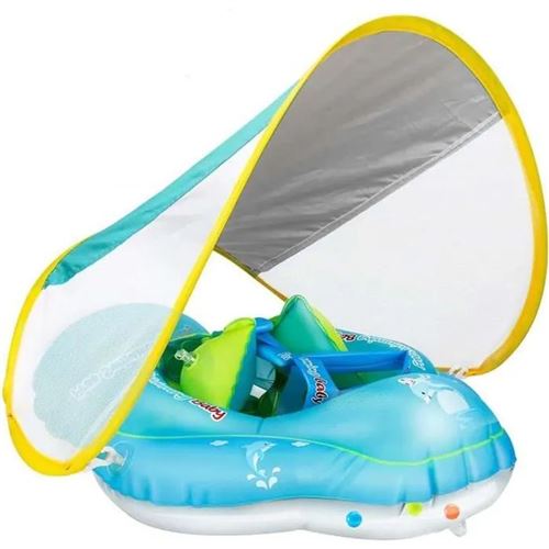 Bouée Bébé gonflable avec parasol，Anneau de Natation Gonflable et Protection Anti UV ,Siège De Piscine pour Bébé Enfant 6-36 Mois L