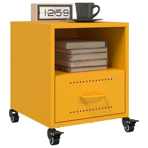 Non Communiqué Jaune Vidaxl Tables De Chevet 2 Pcs Moutarde 36X39x43,5 Cm Acier, Armoire, Meubles De Chambre À Coucher, Support De 846711