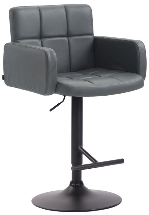 CLP Tabouret de bar Los Angeles similicuir avec pied en métal , Gris/Noir