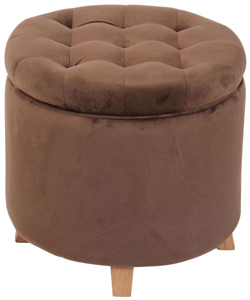 CLP Tabouret bas Marsa en Velours avec espace de rangement , Couleur Marron