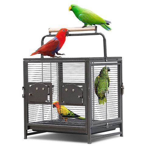 Cage à oiseaux avec Toit Panoramique en acier 48*38*65cm-noir