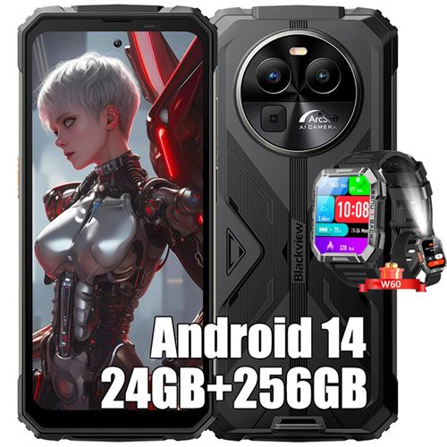 Blackview BV8100 Smartphone Incassable 6,5 Android 14 (8+16)Go+256Go 50MP 8800mAh Vert avec Montre Connectée W60