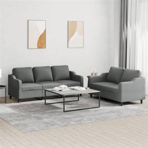 Non Communiqué Gris Vidaxl Ensemble De Canapés 2 Pcs Avec Coussins Foncé Tissu