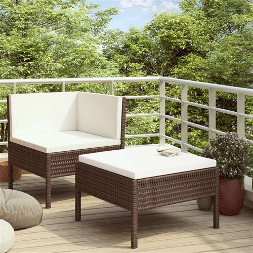 VIDAXL - Ensemble Salon de Jardin - 2 Pièces - Beige - Image 3
