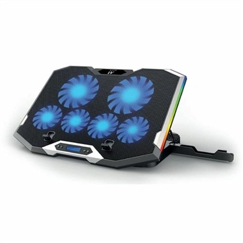 Support de refroidissement pour ordinateur portable RGB multi-angle Ewent avec 6 ventilateurs à vitesse réglable - Image 3