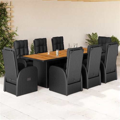 Non Communiqué Noir Vidaxl 9-Delige Tuinset Poly Rattan Zwart3277635