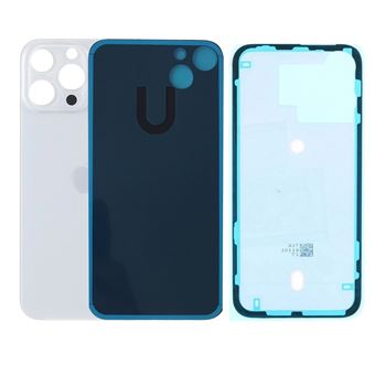 Vitre Arriere Remplacement iPhone 13 Pro Argent Blanc avec Autocollant - 1