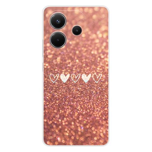 Coque en silicone - Compatible Xiaomi Redmi Note 14 4G - design paillettes coeur