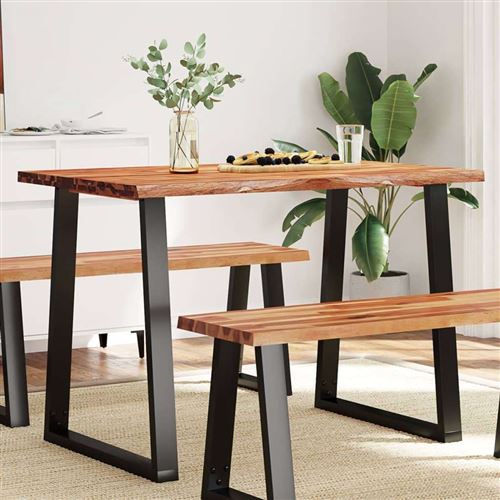 Non Communiqué Bois Table A Manger Fixe Sans Tiroir Rectangle En Massif L 110 Cm