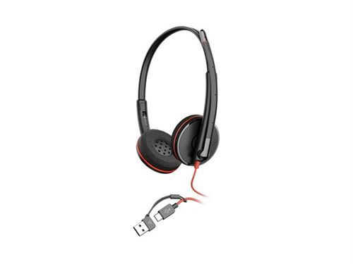 HP Poly Blackwire 3220 - Blackwire 3200 Series - micro-casque - sur-oreille - filaire - USB-C - noir - Certifié Skype, certifié Cisco Jabber, Certifié Avaya, certifié UC