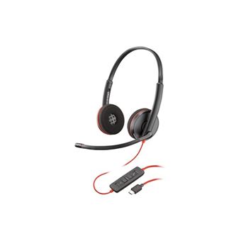 HP Poly Blackwire 3220 - Blackwire 3200 Series - headset - op oor - met bekabeling - USB-C - zwart - Skype-gecertificeerd, Cisco Jabber-certificering, Avaya-gecertificeerd, UC-gecertificeerd - 1