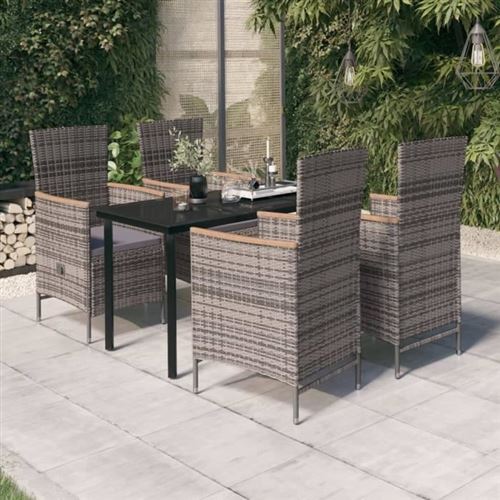 VIDAXL - Salon de jardin - Ensemble repas 5 pièces - Gris - Image 2