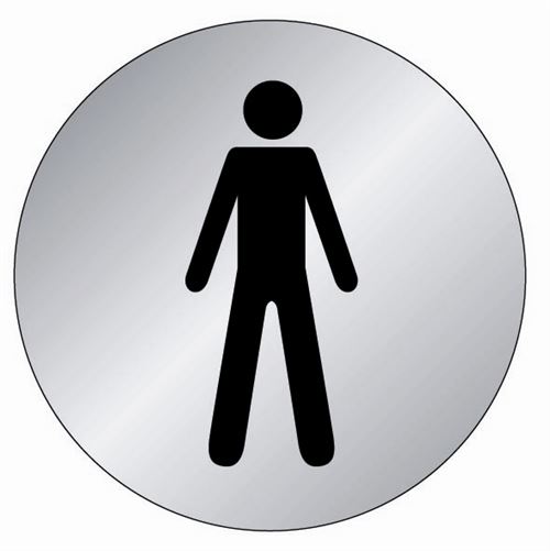 GENERIQUE - Plaque signalétique - Toilette Homme - Aluminium brossé - 75mm - Image 3