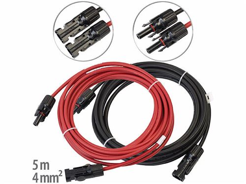 Revolt : Câble de rallonge 2 x 4 mm² avec connecteur compatible MC4 – 5 m