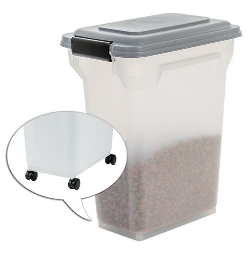 Comparer les prix de Iris Ohyama, Boite à croquette 20L pour 7,5kg Hermétique, Transparent, pelle et roues incluses pour chien & chat - Air Tight Food ContainerATS-M, Gris