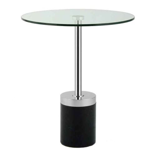Non Communiqué Gris Table D'appoint En Marbre "Lana" 53Cm Argent & Noir