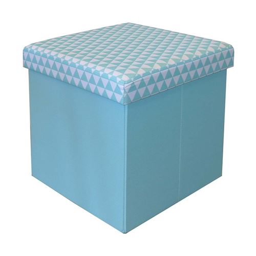 NO NAME - Pouf coffre carré pliable bleu scandinave