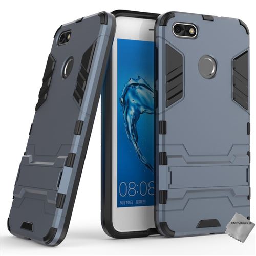Housse etui coque rigide anti choc pour Huawei Y6 Pro (2017) avec verre trempe - BLEU FONCE