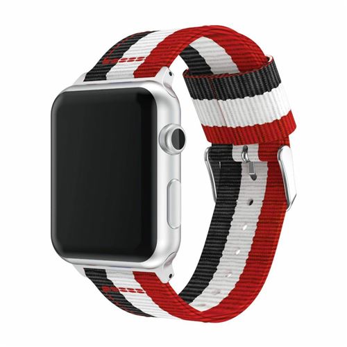 Bracelet en PU à rayures réglables noir/blanc/rouge pour votre Apple Watch Series 4 40mm/Series 3 2 1 38mm