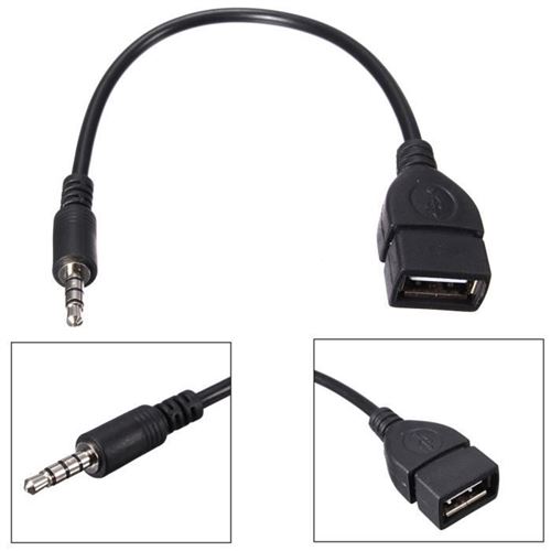 Adaptateur et convertisseur CABLING ® Câble convertisseur/synchronisation  Prise audio auxiliaire auto jack 3,5 mm mâle vers USB femelle