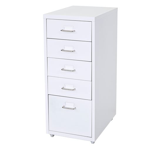 Caisson à roulettes Boston T851 en acier 69x28x44cm 5 tiroirs blanc