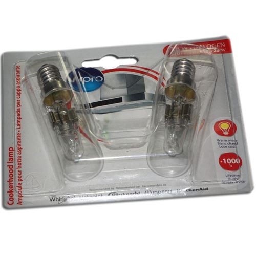 Lot de 2 ampoules halogènes T25L E14 40W long. 81mm diam. 23mm Hotte 484000008834 SAUTER, BRANDT, DE DIETRICH, FAGOR, SANGIORGIO - 60258