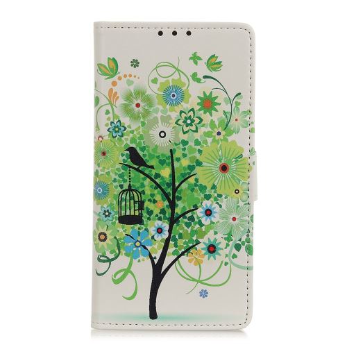 Etui en PU impression de modèle arbre vert pour votre Huawei Nova 5 Pro/Nova 5