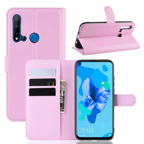 Etui en PU litchi rose pour votre Huawei P20 lite (2019)/Nova 5i