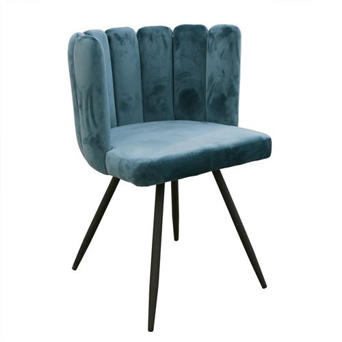 Chaise design effet velours Ariel - Bleu canard