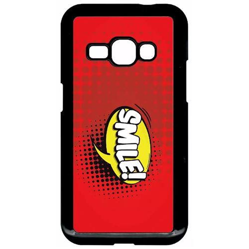 Coque Samsung Galaxy J1 2016 Modèle J1 2016 Smile Fond Rouge