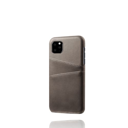 Coque en cuir antichoc avec double fente pour Apple iPhone 11 6.1 - Gris