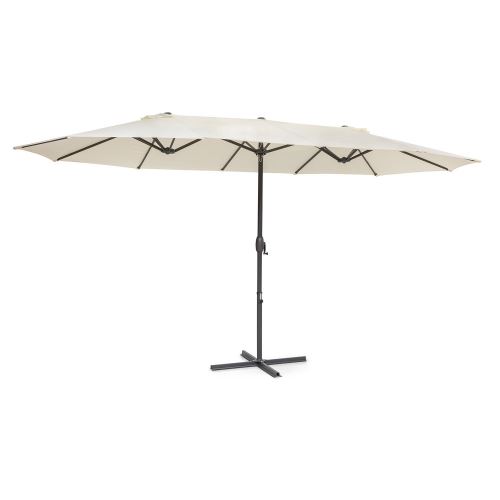 Blumfeldt Twin Peaks Parasol de jardin double , protection UV 50 , support aluminium , polyester hydrofuge - Crème