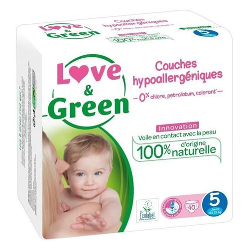 LOVE AND GREEN Couches ecolabellisees Taille 5 - 40 couches