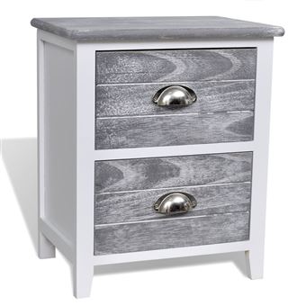 2 Tables De Chevet Meubles Pour Telephone A 2 Tiroirs Gris